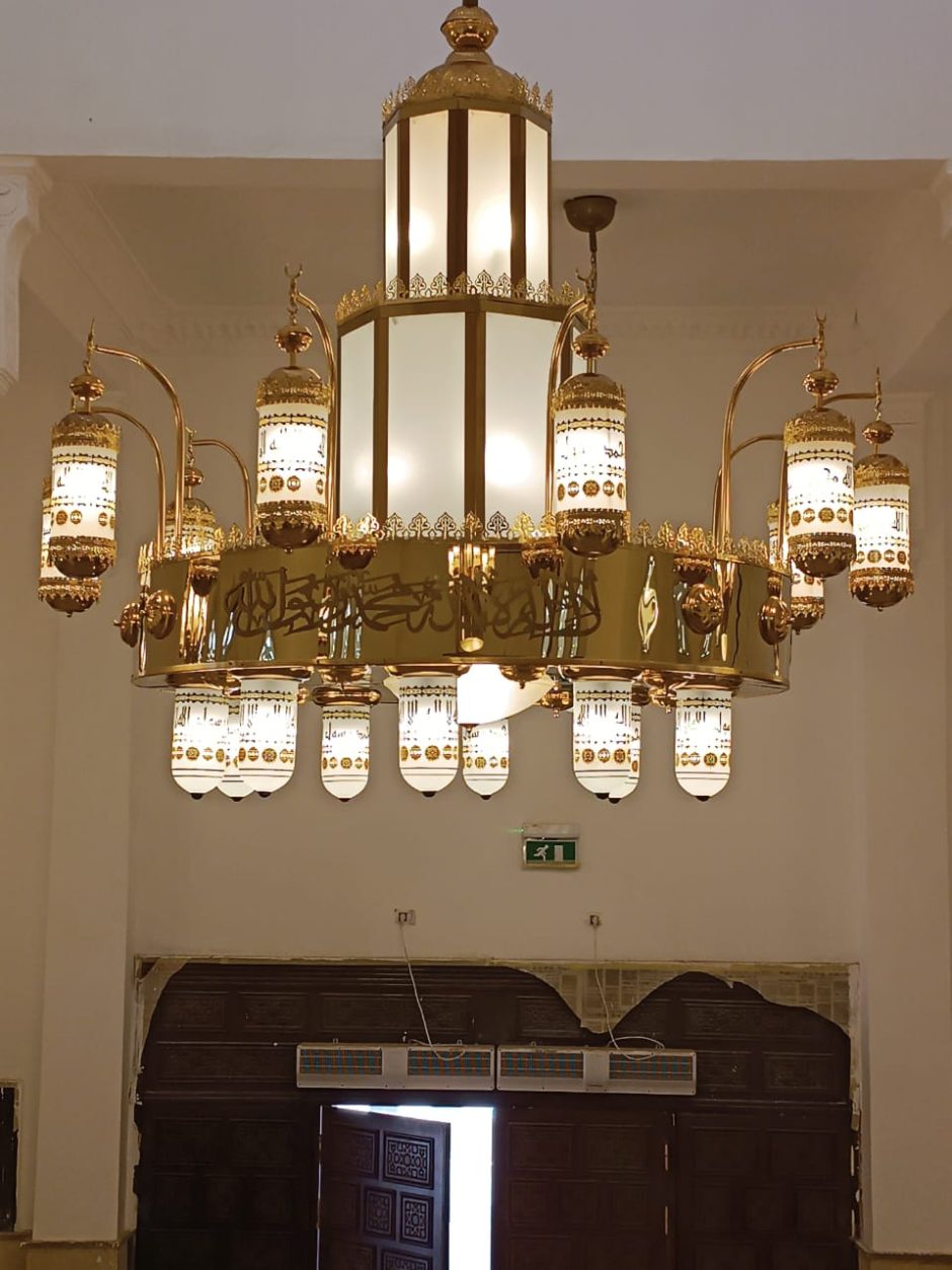 Large golden chandeliers for mosques